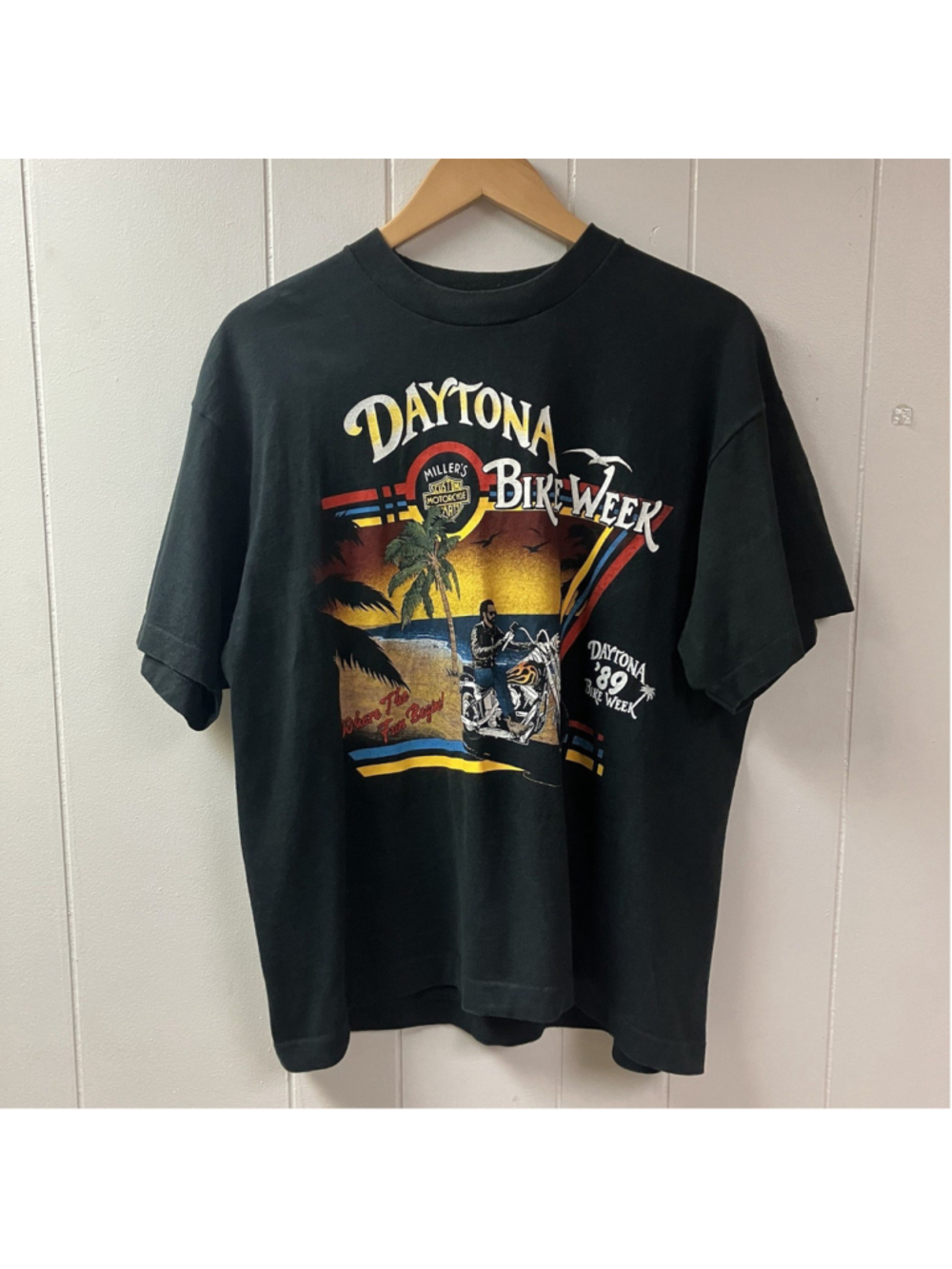 True VTG ‘89 Daytona Bike Week T-Shirt X LARGE Single Stitch Millers Shop Harley